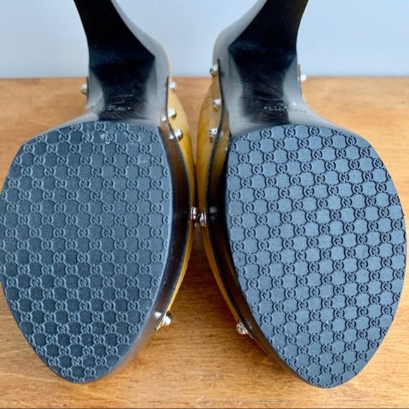 Gucci | Leather Platform Wooden GG Horsebit Mules - Picture 13 of 16